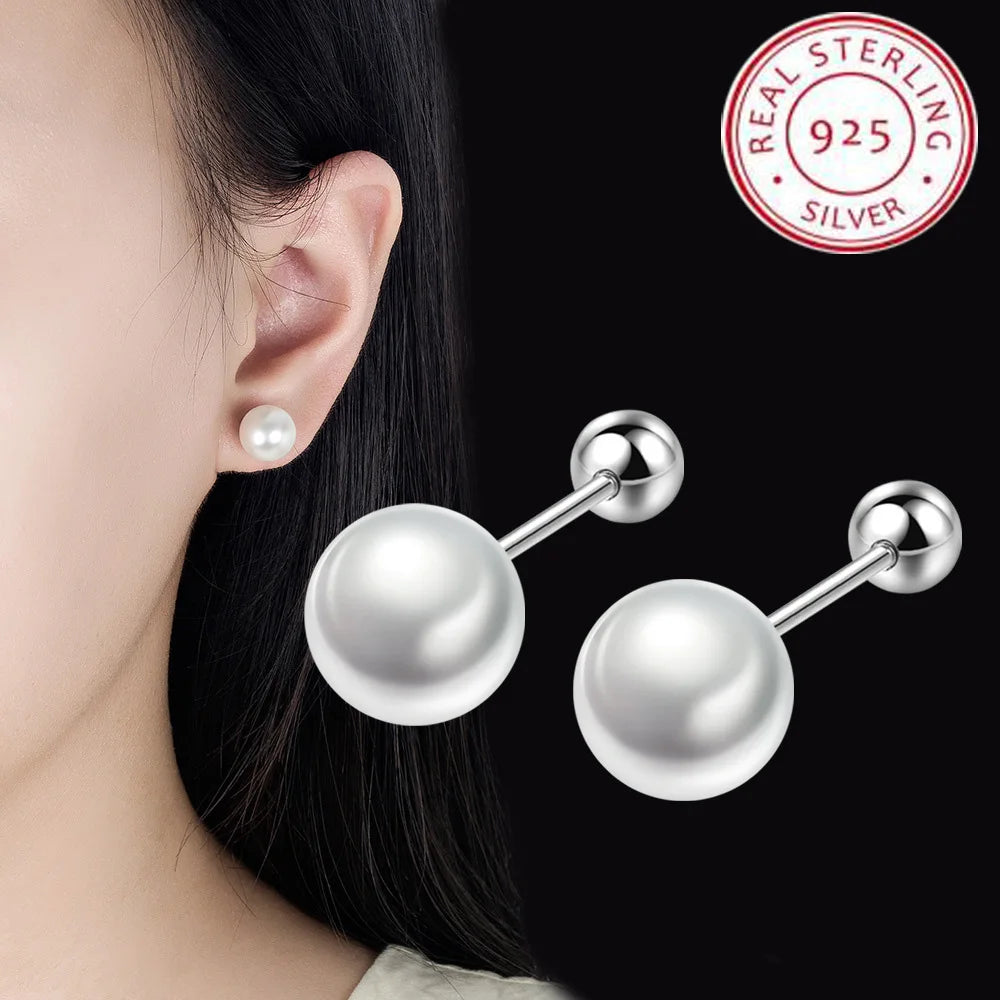 Luxury 925 Sterling Silver Pearls Earrings