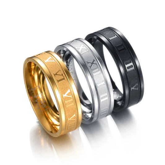 Stainless Steel Roman Numeral Rings